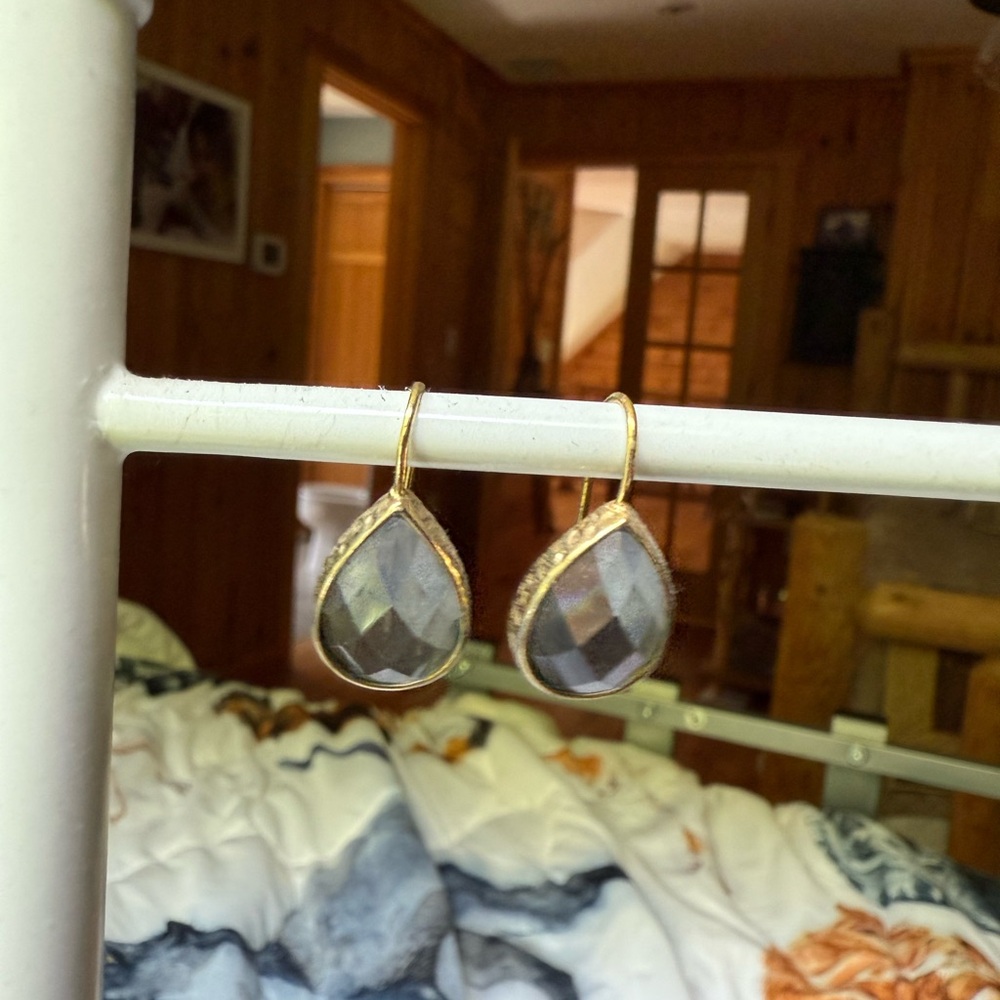 Stella & Dot Gold and Gray Teardrop Earrings